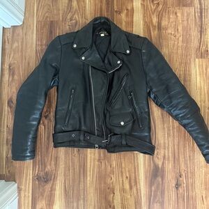 Vintage leather biker moto jacket lesco leathers size 38